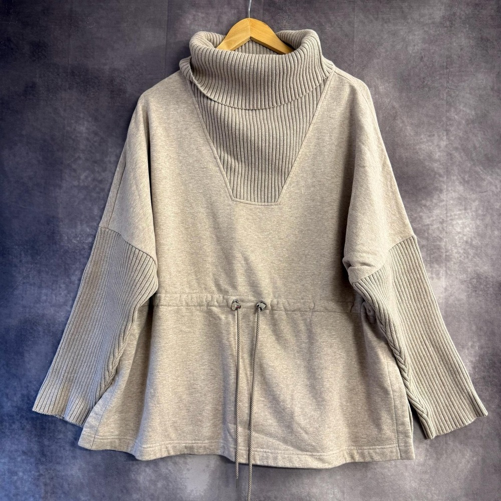 Varley Sweatshirt Women X-Large Beige Cavello Longline Fleece Turtleneck‎ Soft - Picture 2 of 13